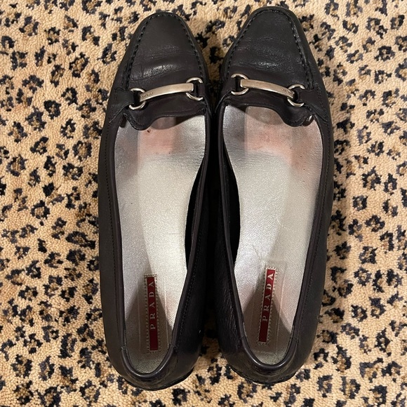 Prada Sport Linea Rossa Vintage Loafer Ballet Flat with metal bar Size 37.5 - Picture 3 of 8